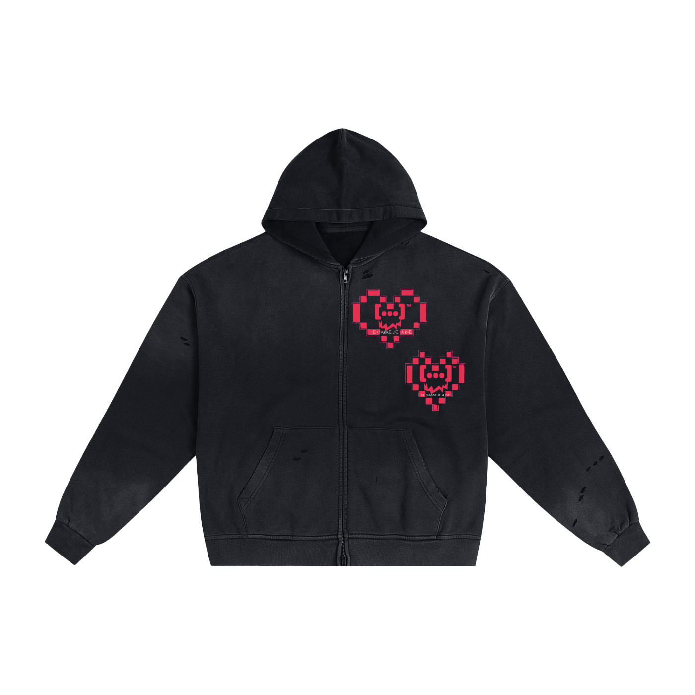 Villain Hand-Frayed Sunfade Zip Hoodie